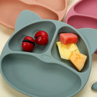 Infant integrated compartment Anti Slip Silicon Dine Plate for Children