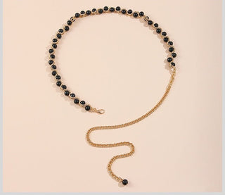 Exotic Pearl Inlaid Chain Style Adjustable Waist Belt for Women