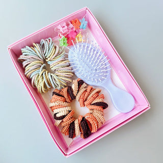 Colorful Hair Brush & Scrunchie Gift Set for Girls
