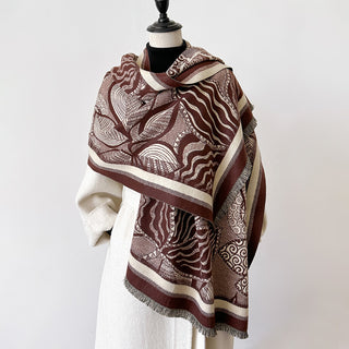 Premium Leaf Pattern Floral Design Printed Winter Shawl for Women