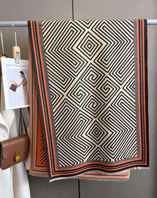 Women's Luxurious Striped Design Winter Pashmina Shawl Scarf