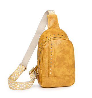 Premium Soft PU Leather Rivet Chest Bag Crossbody Pack