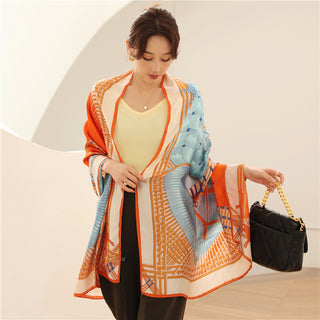 Korean style elegant ladies thin holiday Satin silk scarf