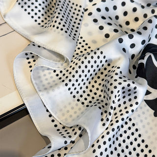 Modern Versatile Printed Polka Dot Satin Silk Scarf for Women