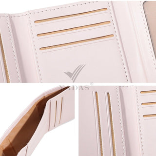 Bow Flagged PU Leather Short Trifold Coin Wallet for Female
