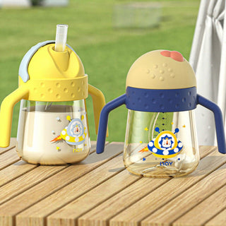 Noair Planet Learning Sliding Cover Straw Anti Water Drop Drinking Bottle for Kids