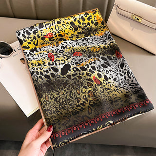 Women's Multicolor Leopard Printed Comfortable Satin Silk Scarf