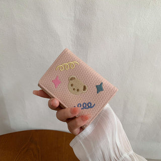 Cute Bear Flagged Student's and Women's Trifold Wallet
