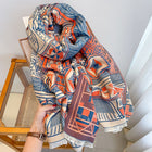 Luxurious Color Block Geometric Pattern Korean Version Winter Shawl