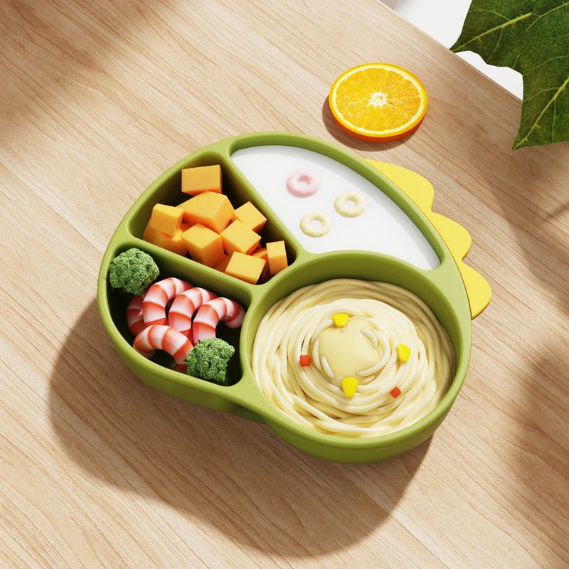 Dino Shaped Children's Silicone Compartment Feeding Plate