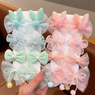 Cloth flower Super Fairy Cute Bows Hairpin Set