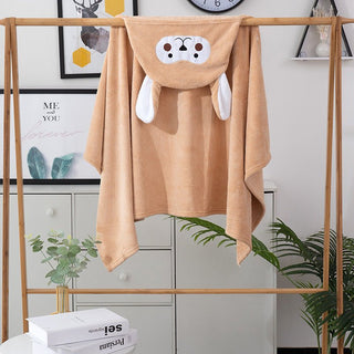 Soft and Wearable Hooded Cape Thickened Bath Towel for Children