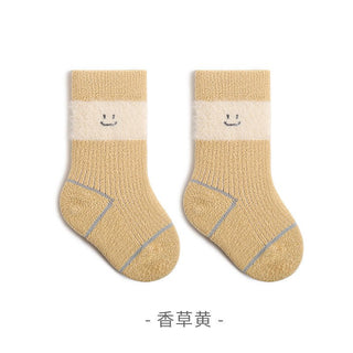 All Seasons Thick Velvet Cute Smiley Design Baby Socks