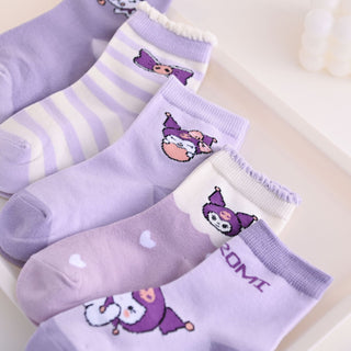 5 Pieces Set Korean Style All Seasons Soft and Comfortable Cotton Socks for Kids