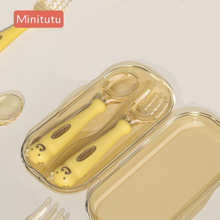Minitutu Baby Food Fork Spoon Set Box for Kids