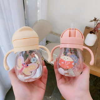 Cute Size Portable Water Bottle Mum Pot with Straw for Children