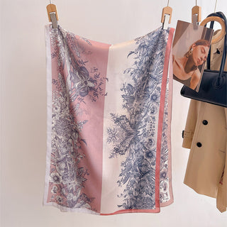 High Quality Luxury Retro Style Both sided Floral Printed Viscose Scarf
