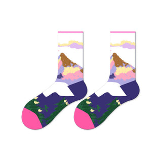 Men's and women's long oil painting socks