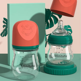 Minitutu Brand Wide Diameter Glass Feeding Bottle For Baby