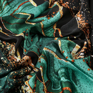 Elegant Design Aquatic Printed Satin Silk Scarf