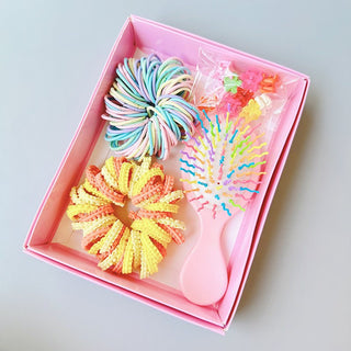 Colorful Hair Brush & Scrunchie Gift Set for Girls