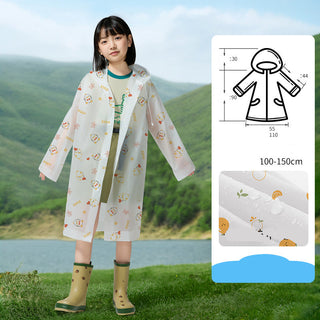 Children's All-Print EVA Raincoat Reusable Stormproof Travel Poncho Yellow Orange