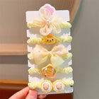 Children's Cute Floral & Butterfly Design Elastic Hairband Set