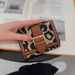 Leopard Print Tri Fold Handy Wallet for Women