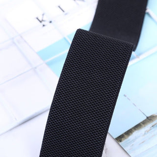 Wide Black Elastic Waist Belt with Geometric Metal Buckle