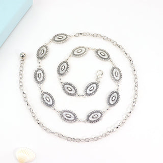Metallic Vintage Daisy Embossed Women's Waist Chain Belt