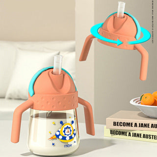 Noair Planet Learning Sliding Cover Straw Anti Water Drop Drinking Bottle for Kids