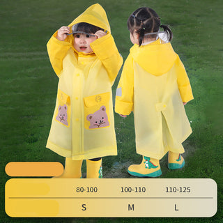 Kids Cartoon Raincoat Waterproof Hooded Poncho With Reflective Strips