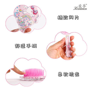 Adorable Unicorn Glitter Hair Massage Brush for Girls