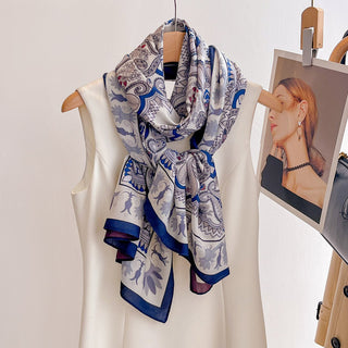 Luxurious Both-sided Two-color Paisley Pattern Printed Viscose Scarf