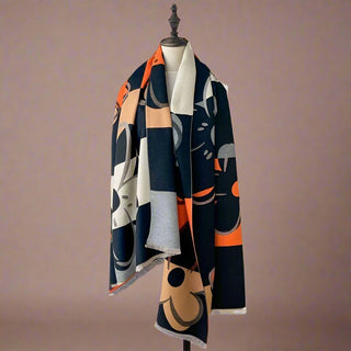 Elegant Color Block Floral Design Printed Exclusive Winter Shawl