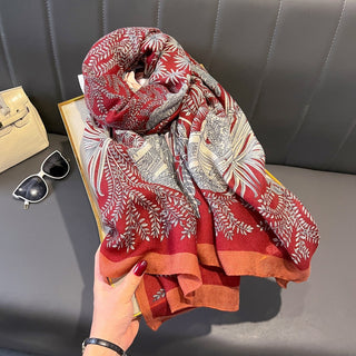 Bold Red Premium Cotton and Linen Scarf