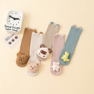 Cute Bear All Seasons Breathable Knee Socks with Non-Slippery Pad for Baby
