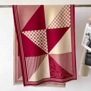 Women's Luxury Retro Style Geometric Pattern Printed Shawl For Winter