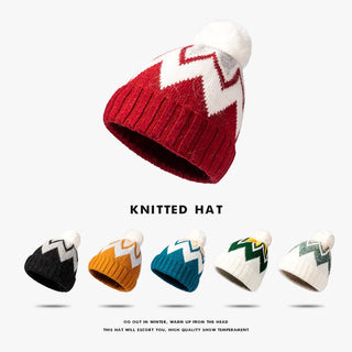 Western Style Knitted Rabbit fur Thick Warm Wool Beanie Hat