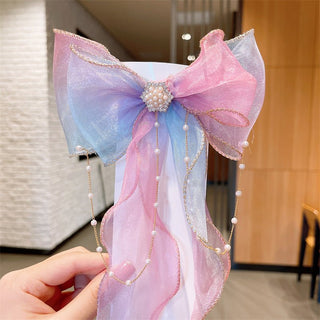 Children's Cute little Girl Rainbow Bow Braided Hairpins