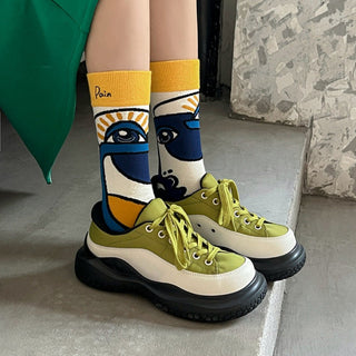 Trendy Long Tube Embroidery Couple Socks
