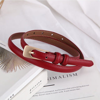 Classic Thin Genuine Leather Belt with Stylish Buckle for Female