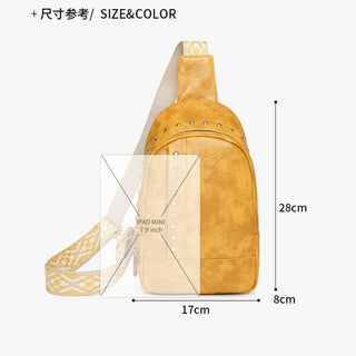 Premium Soft PU Leather Rivet Chest Bag Crossbody Pack