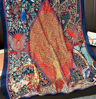 Ethnic Style Multicolor Printed Satin Silk Scarf