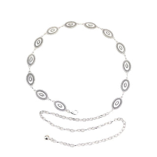 Metallic Vintage Daisy Embossed Women's Waist Chain Belt