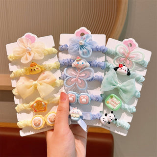 Children's Cute Floral & Butterfly Design Elastic Hairband Set