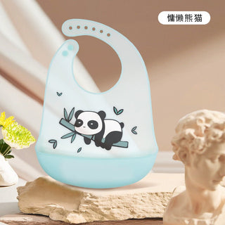Washable Thin Children's silicone Bib with Cute Cartoon Painting