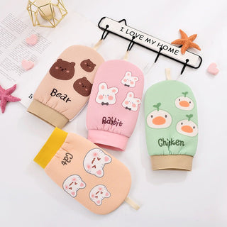 Gloves Style Double Sided Rubbing Bath Towel Scrubbing for Kids