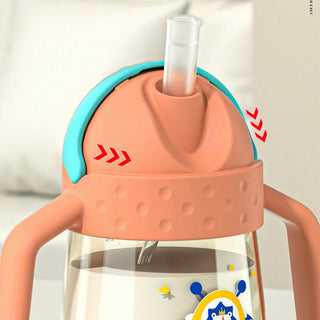 Noair Planet Learning Sliding Cover Straw Anti Water Drop Drinking Bottle for Kids