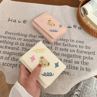 Cute Bear Flagged Student's and Women's Trifold Wallet